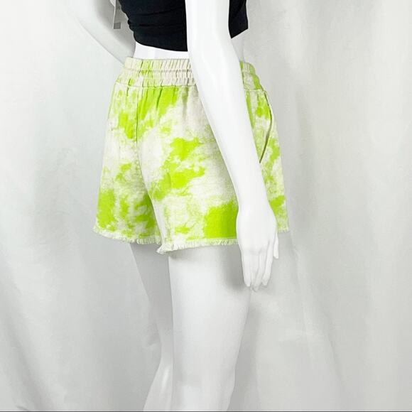 Abound Green Tie-Dye Drawstring Elastic Waist Pull On Raw Hem Cotton Shorts SzL - Picture 9 of 12